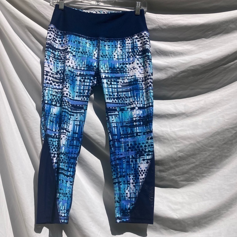 RBX blue patterned 3/4 length athletic pants, size SP